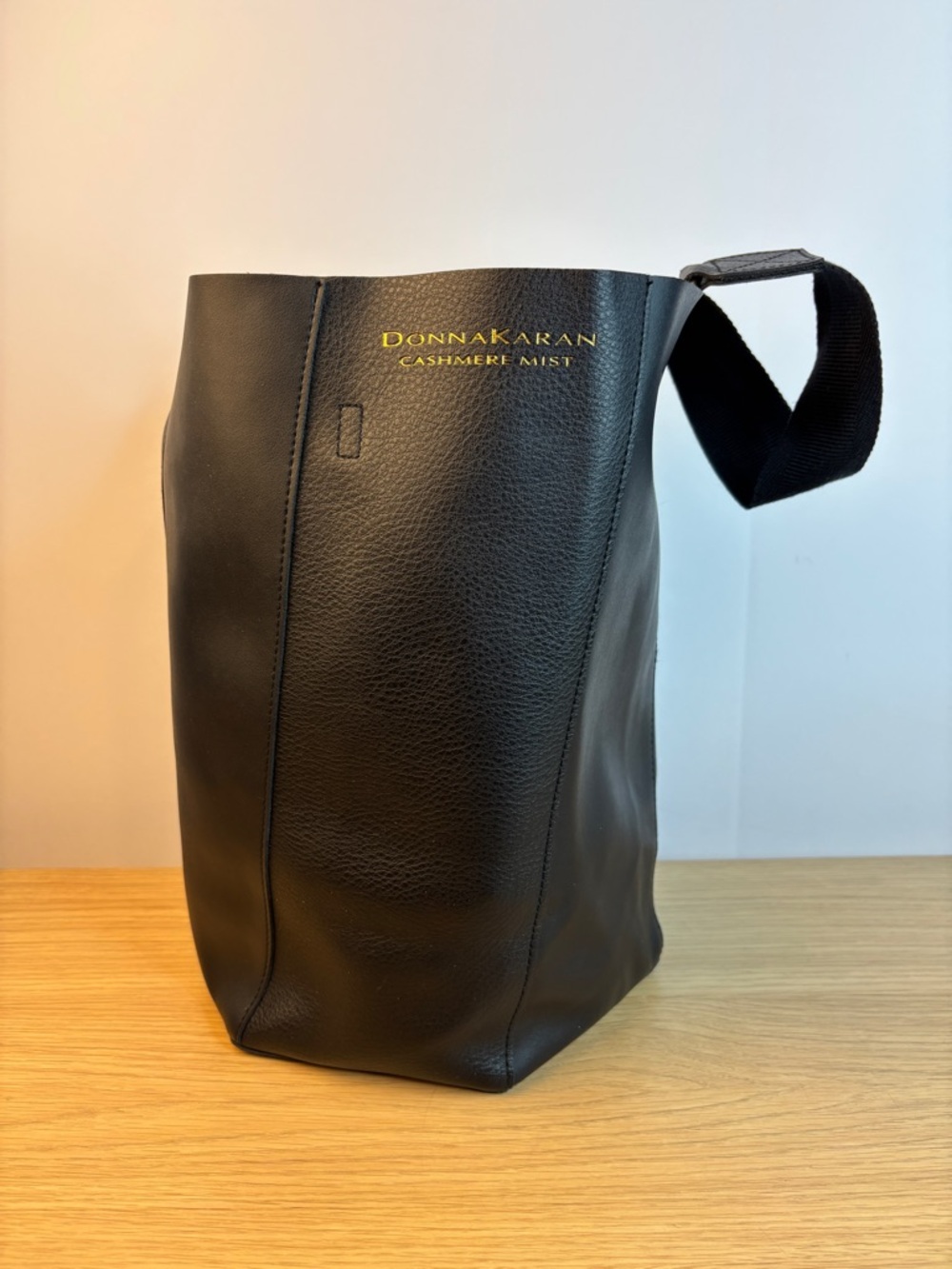 Donna Karan Cashmere Mist Black Faux Leather Tote Bag LIKE NEW!
